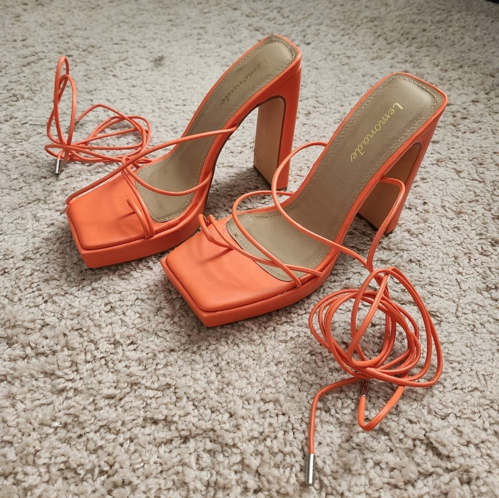 Lemonade Orange Tie Up Heels